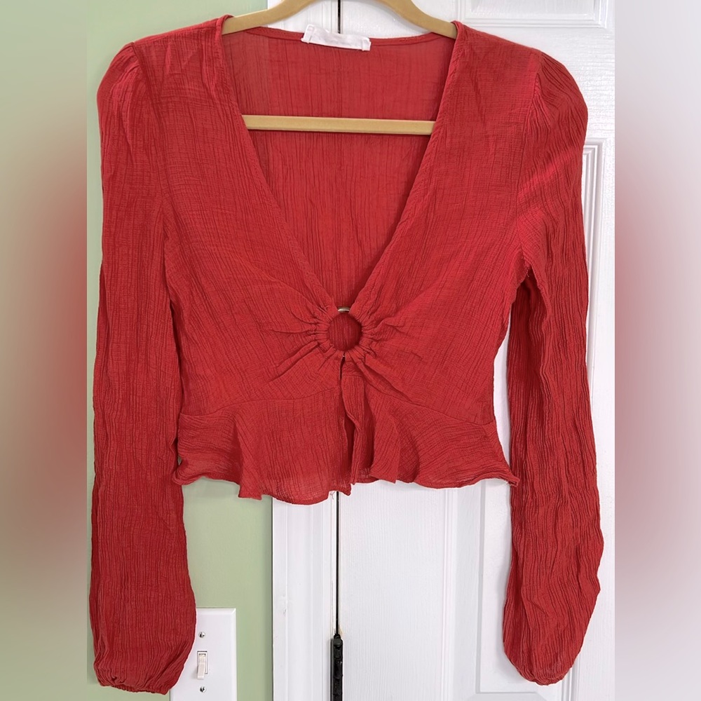 American Threads Burnt Orange Cropped stylish Top